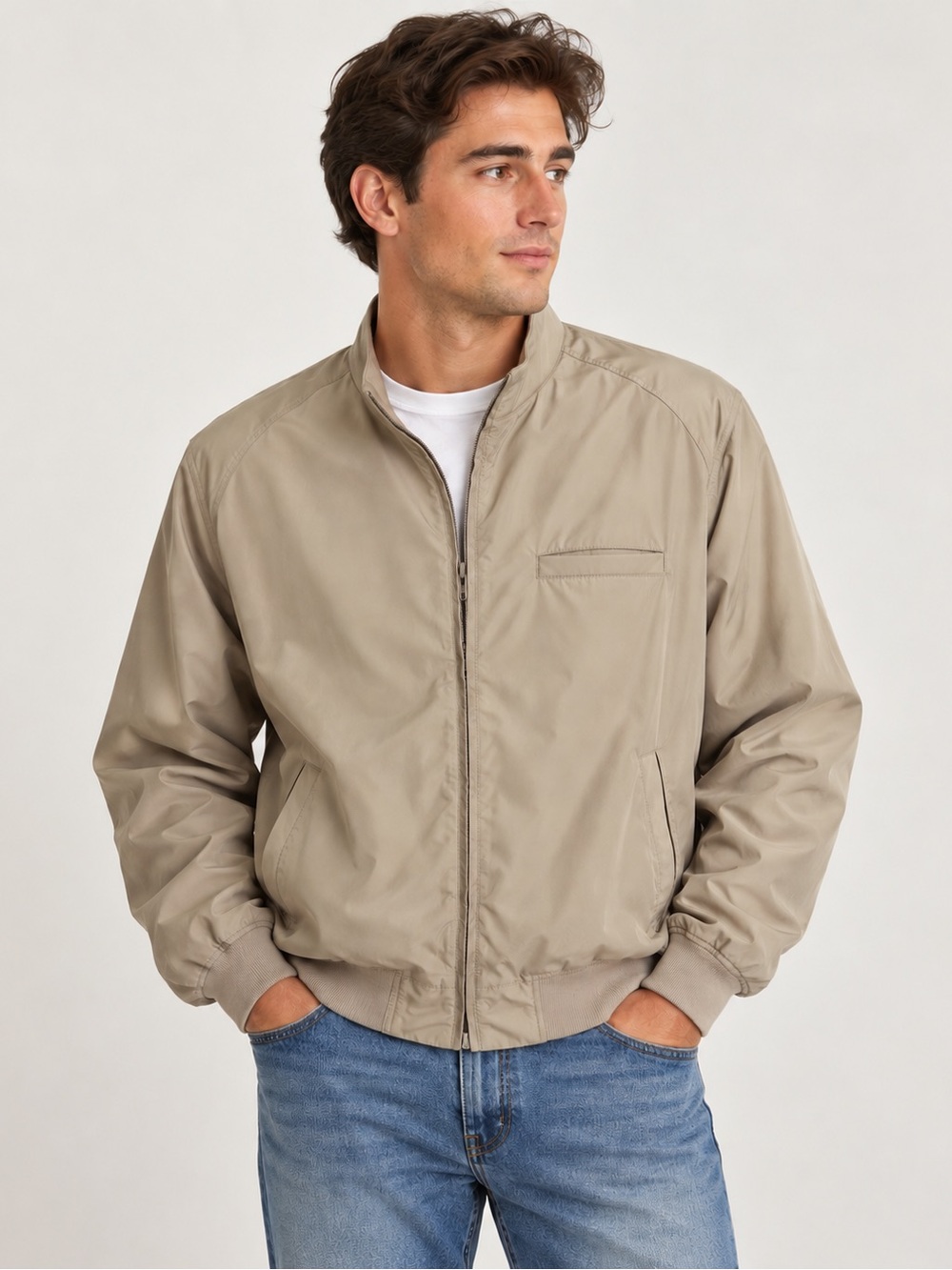 Vintage Members Only Taupe Bomber Jacket Men’s Size 44